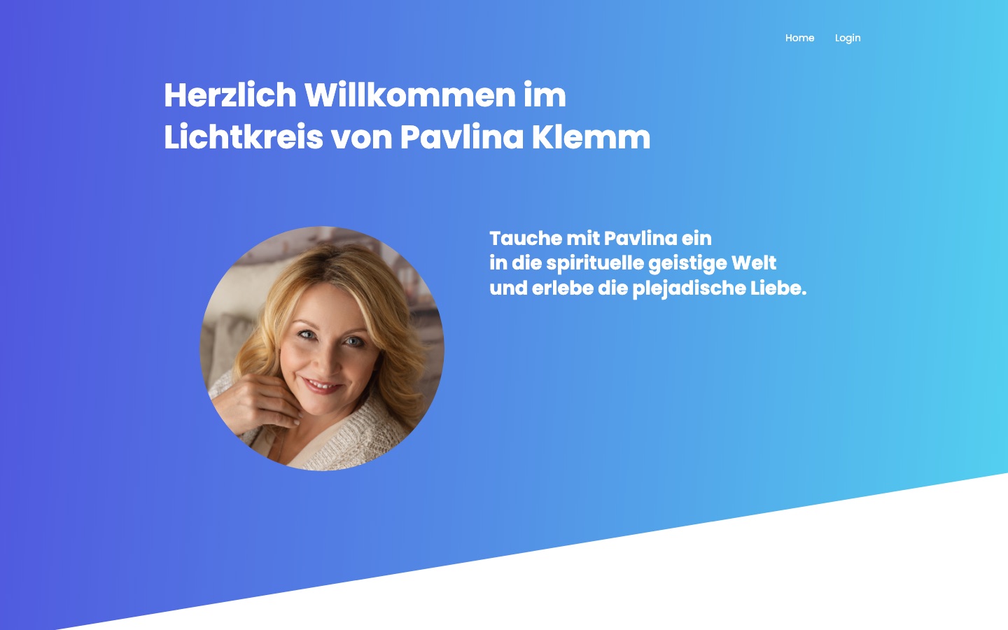 Startseite von lichtkreis.pavlina-klemm.de: Willkommen im Lichtkreis von Pavlina Klemm, mit Porträt und Einladung in die Kurse