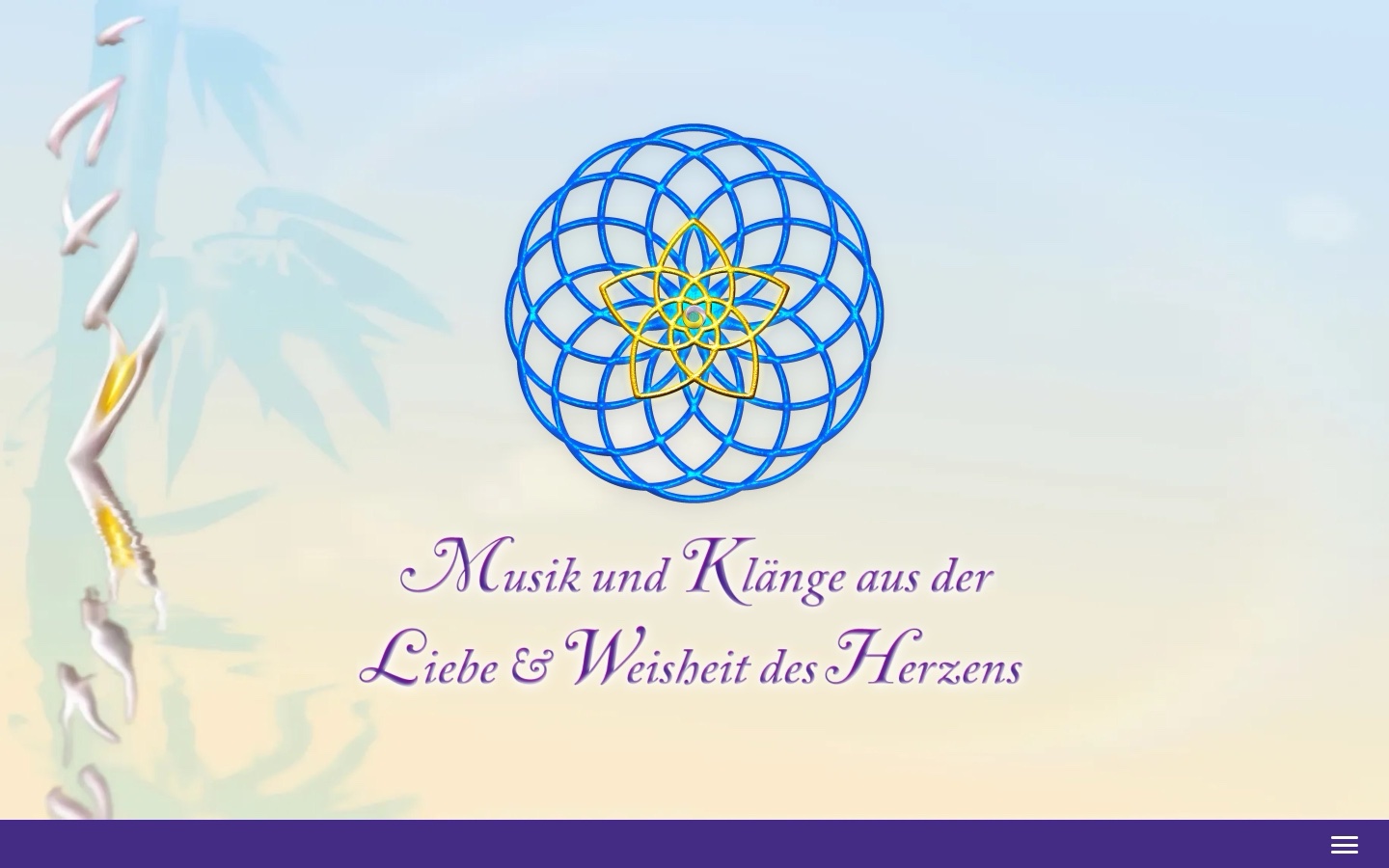 Sayama-Music-Website mit blauem Mandala und dem Leitspruch des Musikverlags